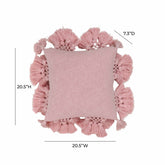 Stone Washed Blush Pink Cotton Tasseled Pillow Model: TOV-C18588